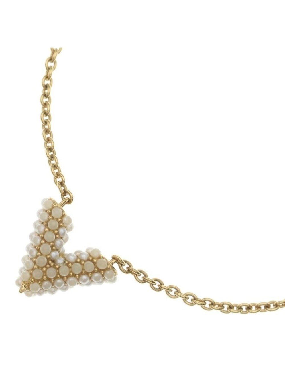 Louis Vuitton Collier Essential V Perlee Pendant Chain Gold